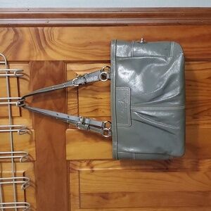 Coach Metallic Sage Green Leather Shoulder Bag